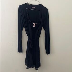 Victoria's Secret Elegant Black Wrap and Nightgown